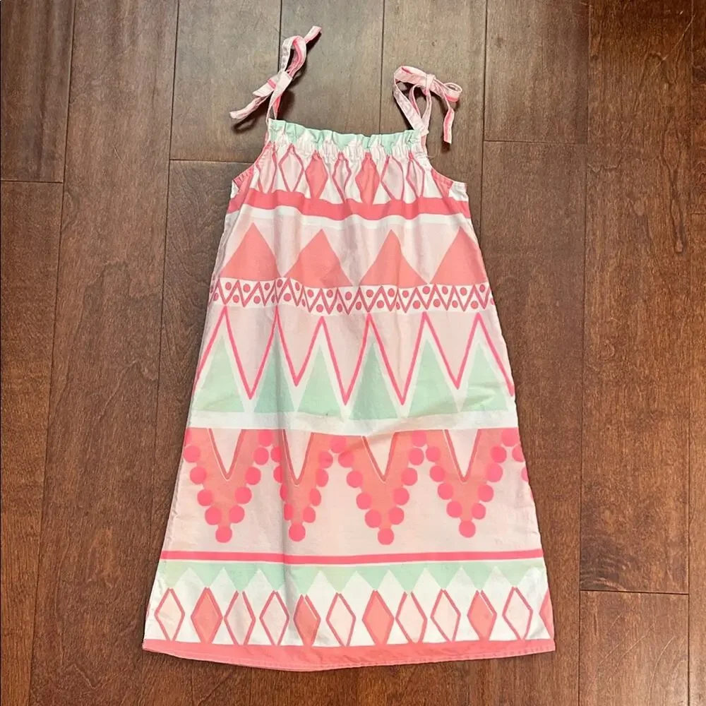 Gymboree Pink and White Geometric Pattern Cotton Dress, Size 8